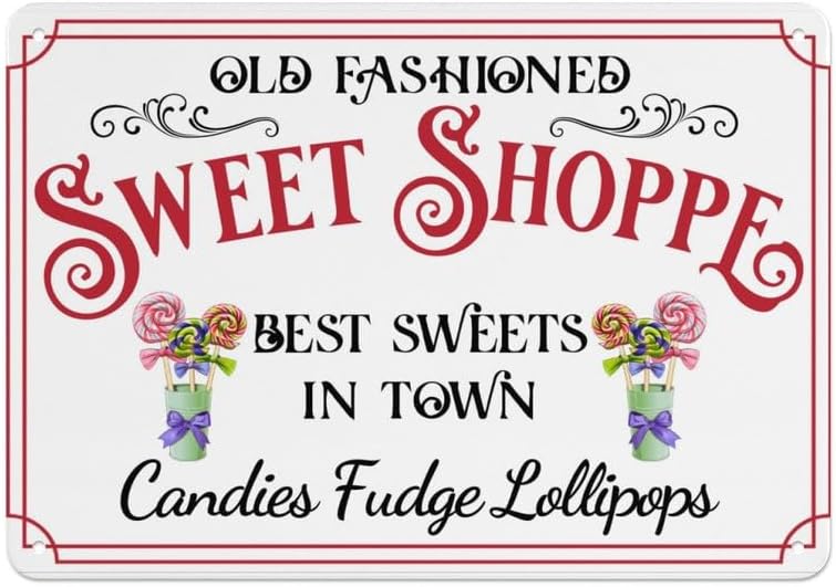 Vintage Fashion Shop - 昔ながらのスイーツショップメタサイン、ヴィンテージレトロ、街で最高のスイーツ、キャンディデコレーションプレート、家庭用キッチンカフェバーやPOSに最適