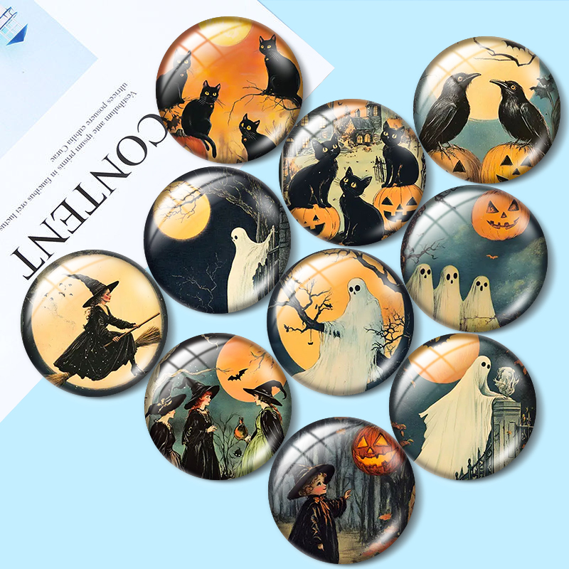 Vintage Fashion Earrings - ヴィンテージハロウィン 12/18/20/25mm ガラスカボション ブレスレットペンダントリング ジュエリーデモ用イヤリングバック 作成用パーツ