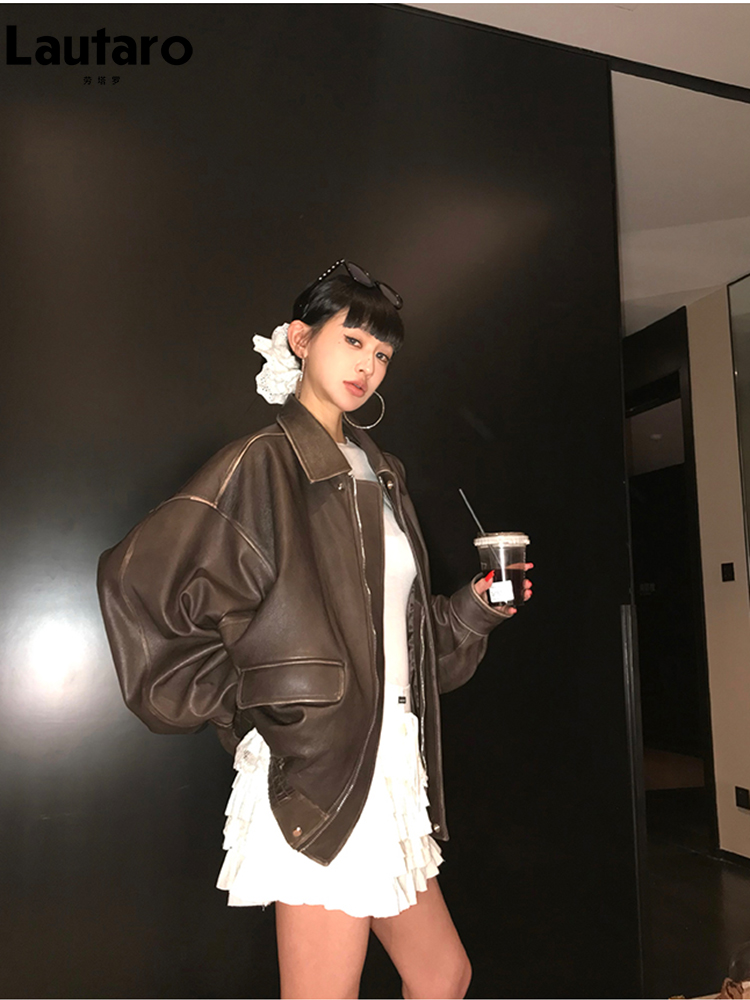 Lautaro 春秋クールハンサムレトロ特大ユーズド加工ブラ - Vintage Fashion Runway のレビューと価格