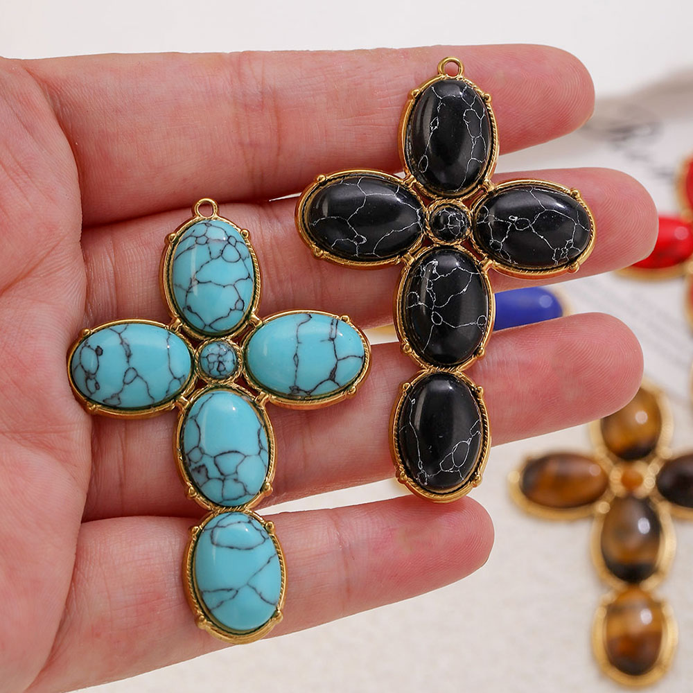 ステンレス製チャーム ヴィンテージ風大型クロスペンダントチャ - Vintage Fashion Earrings のレビューと価格