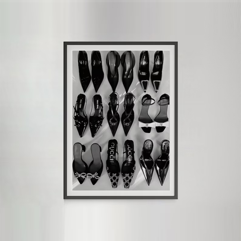 黒白高級ハイヒールアートポスター Y2K ミニマリストキャン - Vintage Vogue Fashion Poster のレビューと価格