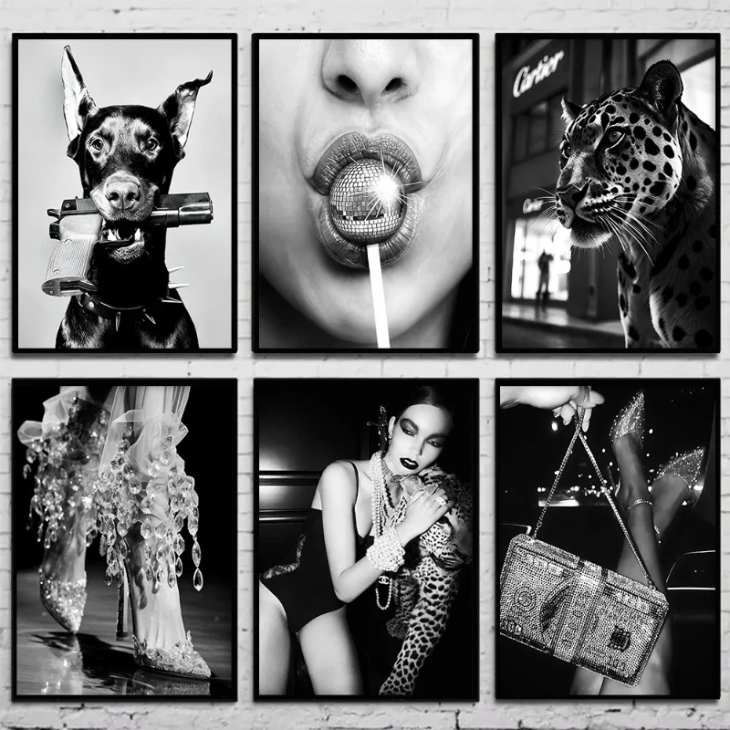 黒と白のファッションヴィンテージ写真ポスター女性ワイン写真キ - Vintage Fashion Photography のレビューと価格