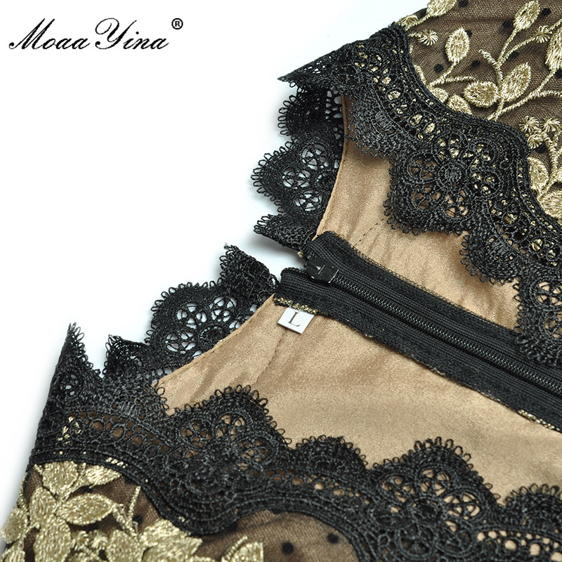 MoaaYina 滑走路ファッション秋パーティードレス女性の - Vintage Fashion Runway のレビューと価格