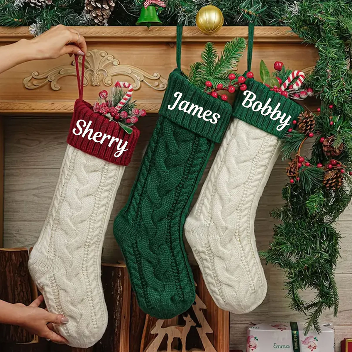 刺繍名入りヴィンテージ風クリスマスストッキング1個、ホリデー - Vintage Fashion Names のレビューと価格