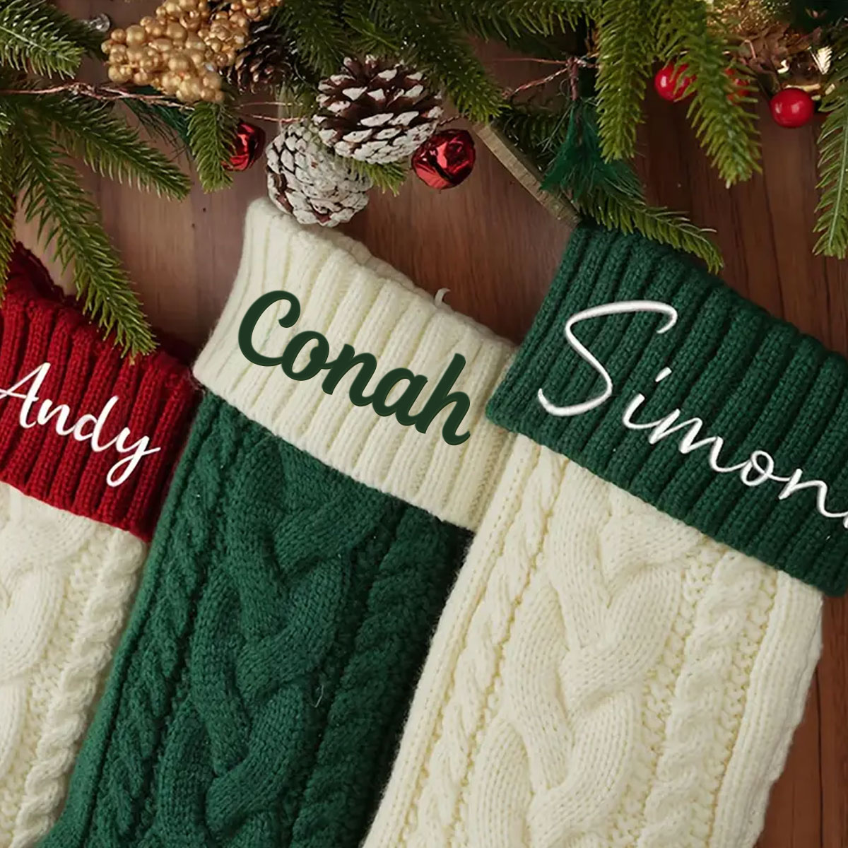 刺繍名入りヴィンテージ風クリスマスストッキング1個、ホリデー - Vintage Fashion Names のレビューと価格