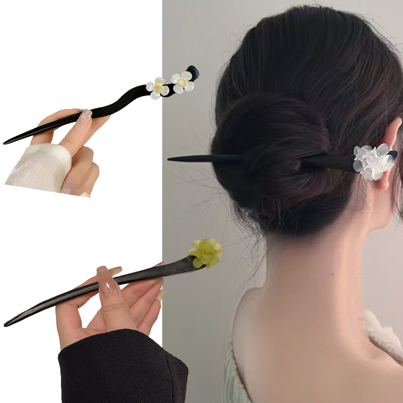 ヴィンテージ中国風の木製花ヘアスティックパールヘアピンジュエ - Vintage Fashion Shop のレビューと価格