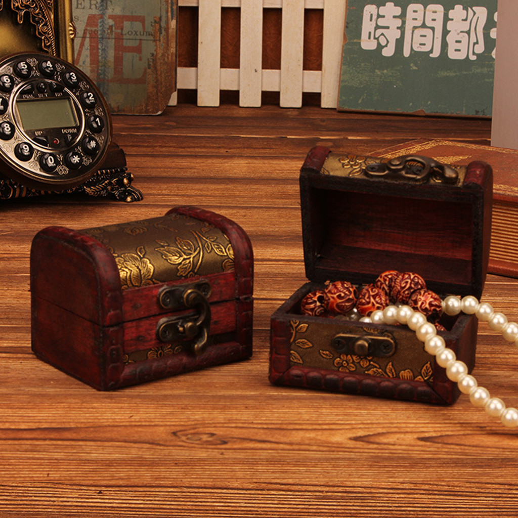中国風のヴィンテージ木製ジュエリーボックスロック付き小物入れ - Vintage Fashion Earrings のレビューと価格