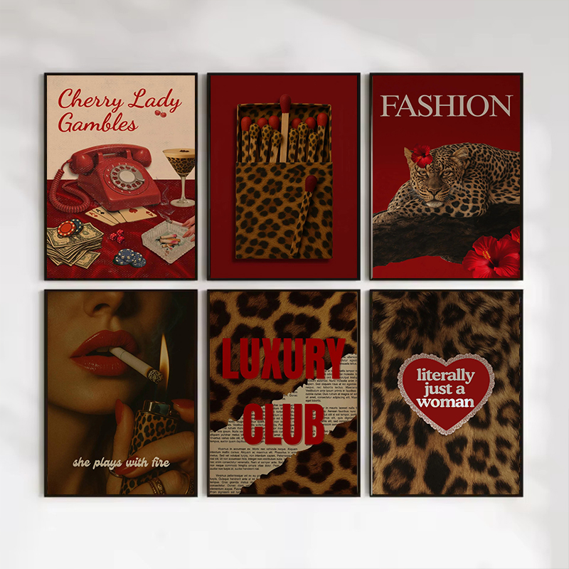ファッションヒョウマッチ箱ウォールアートポスターヴィンテージ - Vintage Vogue Fashion Poster のレビューと価格