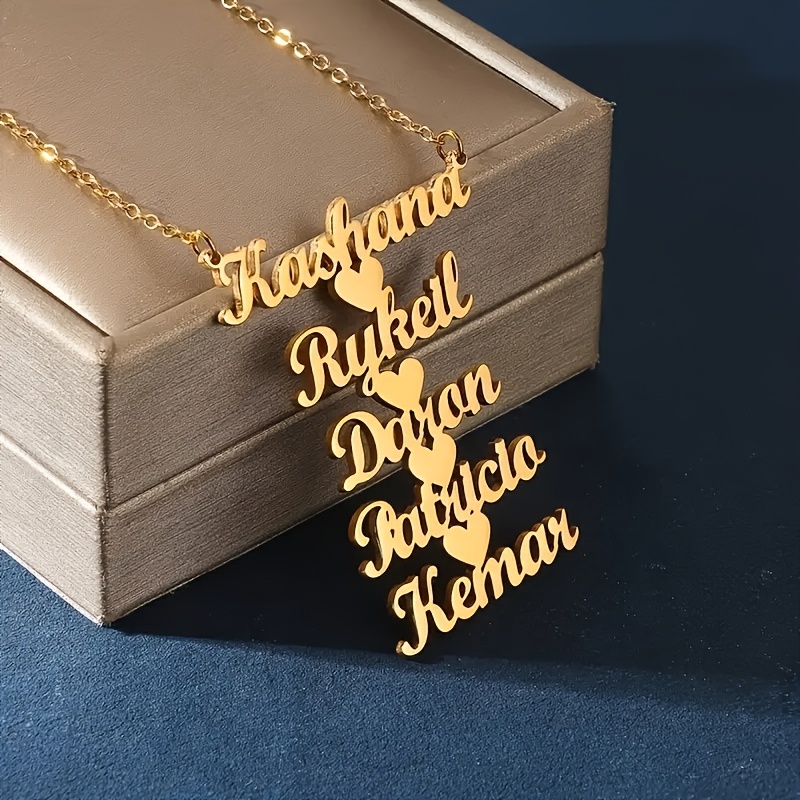パーソナライズされたカスタムマルチネームネックレス ハート型 - Vintage Fashion Names のレビューと価格
