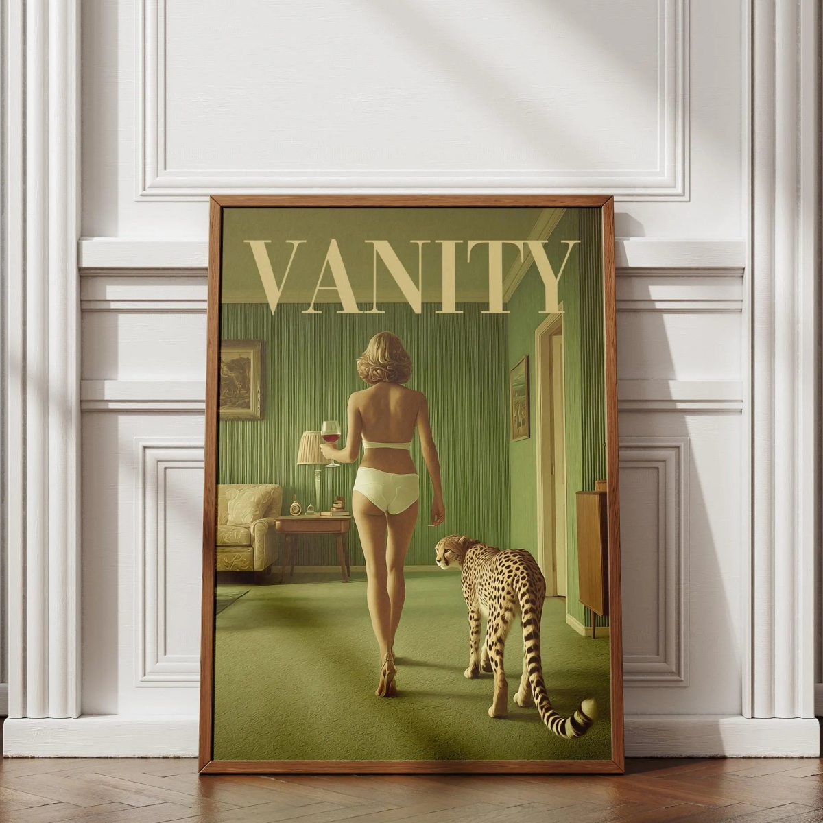ヴィンテージ女性とチーターキャンバスプリントポスターファッシ - Vintage Vogue Fashion Poster のレビューと価格