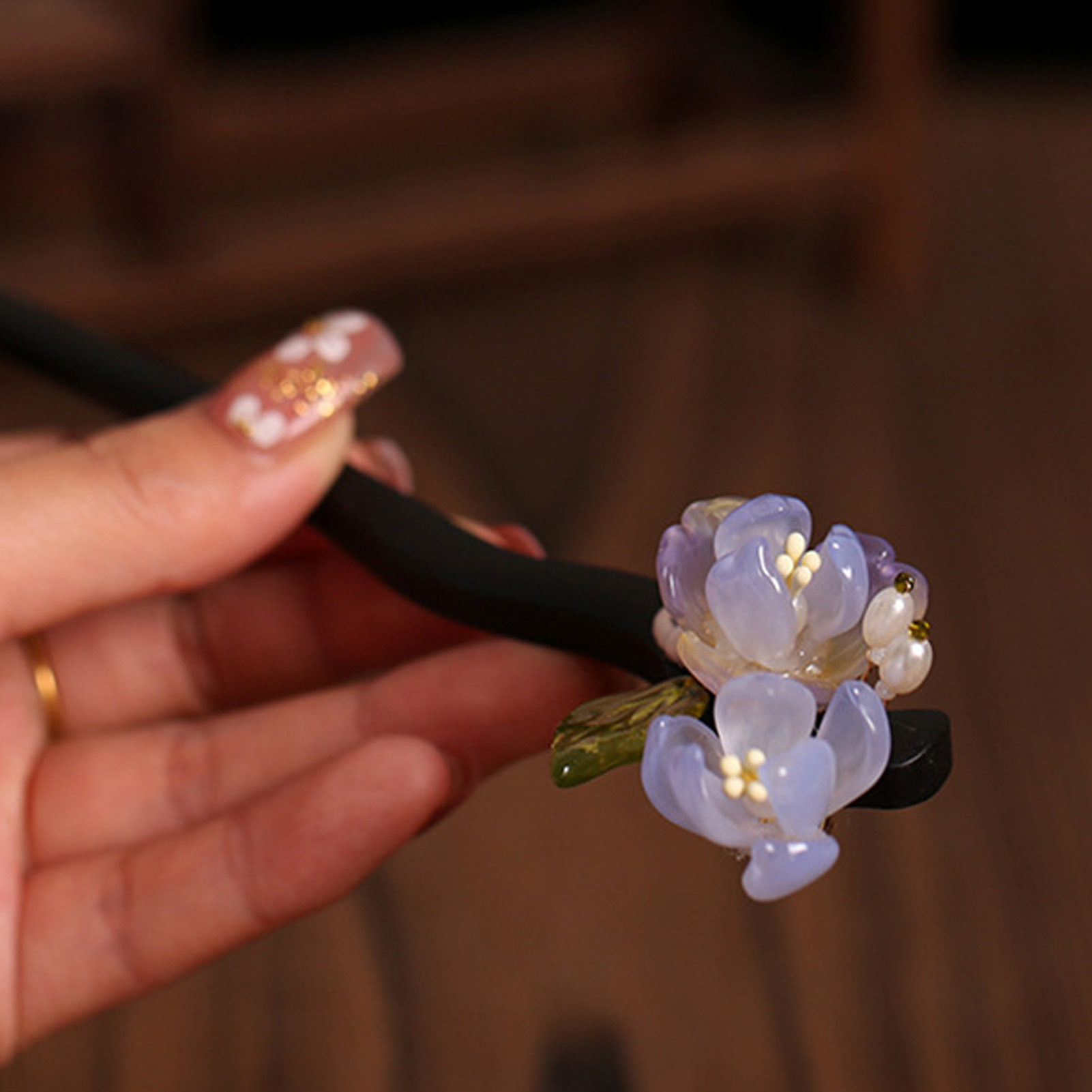 ヴィンテージ木製フラワーヘアピン女性のためのエレガントなガラ - Vintage Fashion Shop のレビューと価格